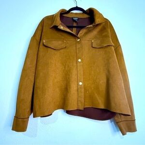 Soho Apparel Brown Faux Suede Women's Snap-Front Shirt/Jacket. Sz XL.